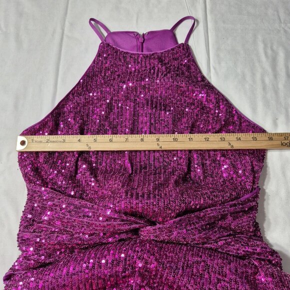 Belle Badgley Mischka Women's Dress Size 10 Sequin Dress Evening Pink Fucsia (47 - Picture 5 of 10